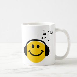 ヘッドフォンで音楽を愛する顔を楽しむ コーヒーマグカップ