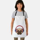 ヘッドフォンで音楽を楽しむ犬 エプロン (インサイチュ)