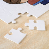 ヘッドフォンで音楽を楽しむ犬 ジグソーパズル (側面)