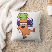 ヘッドフォンで音楽を楽しむ クッション (ブランケット)