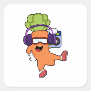 ヘッドフォンで音楽を楽しむ スクエアシール