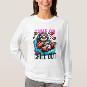 ヘッドフォンとコントローラーを備えた可愛いスロッスゲーマー Tシャツ