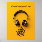 ヘッドフォンとコーヒー豆 ポスター (正面)