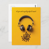 ヘッドフォンとコーヒー豆 ポストカード (正面/裏面)