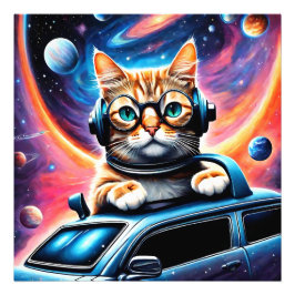 ヘッドフォンとメガネをかけている猫が… フォトプリント           