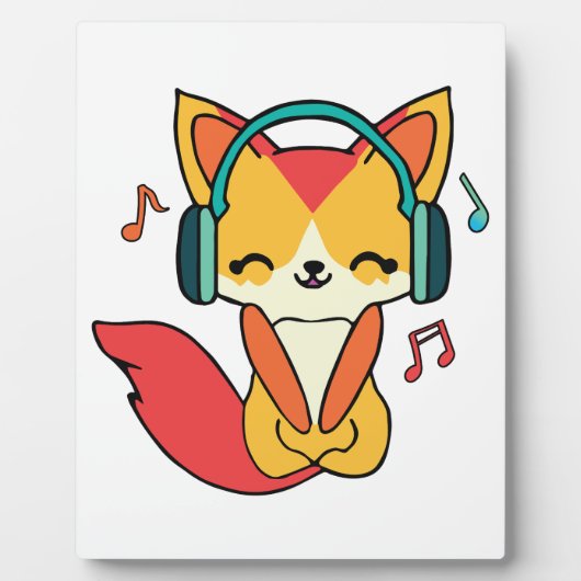 ヘッドフォンと幸せ聞なフォックス音楽。 フォトプラーク (正面)