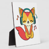 ヘッドフォンと幸せ聞なフォックス音楽。 フォトプラーク (側面)