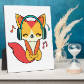 ヘッドフォンと幸せ聞なフォックス音楽。 フォトプラーク (側面)