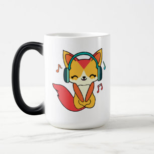 ヘッドフォンと幸せ聞なフォックス音楽。 モーフィングマグカップ