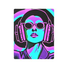 ヘッドフォンの女性AIアート メタルプリント