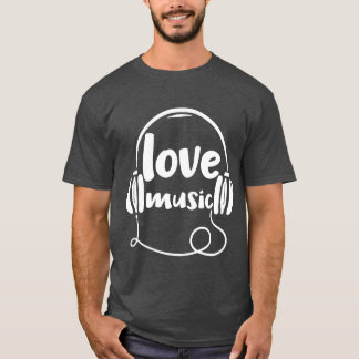 ヘッドフォンをつけた友達のラブミュージックアパレル Tシャツ