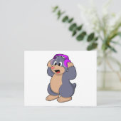 ヘッドフォンをつけた音楽のモグラ ポストカード (スタンド正面)