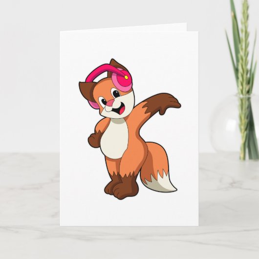 ヘッドフォンをつけた音楽の狐 カード (正面)