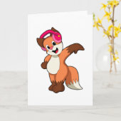 ヘッドフォンをつけた音楽の狐 カード (黄色い花)