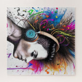 ヘッドフォンを持つ人 ジグソーパズル (横)