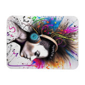 ヘッドフォンを持つ人 マグネット (横)