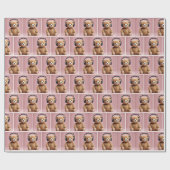 ヘッドフォンを着たテディベア ラッピングペーパー (フラット)