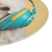 ヘッドフォンを着たプードル カッティングボード (角)