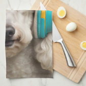 ヘッドフォンを着たプードル キッチンタオル (四つ折り)