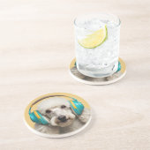 ヘッドフォンを着たプードル コースター (側面)