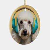 ヘッドフォンを着たプードル セラミックオーナメント (右)