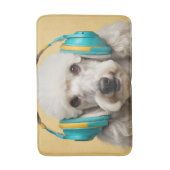 ヘッドフォンを着たプードル バスマット (正面縦)