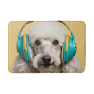 ヘッドフォンを着たプードル バスマット