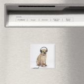 ヘッドフォンを着た小型犬 マグネット (インサイチュ (食洗機))