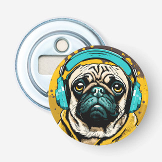 ヘッドフォンを着たPUG 栓抜き