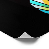 ヘッドフォンを装着した水彩色ステンドグラス女性 ポスター (角)