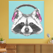 ヘッドフォンアライグマ キャンバスプリント (インサイチュ (リビング))