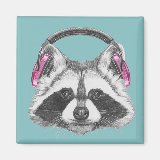 ヘッドフォンアライグマ マグネット (正面)