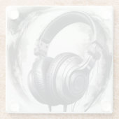 ヘッドフォンアートワーク音楽愛好家 ガラスコースター (裏面)