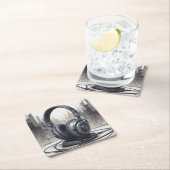 ヘッドフォンアートワーク音楽愛好家 スクエアペーパーコースター (インサイチュ)