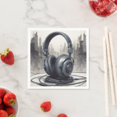 ヘッドフォンアートワーク音楽愛好家 スタンダードカクテルナプキン (インサイチュ)