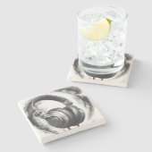 ヘッドフォンアートワーク音楽愛好家 ストーンコースター (横)