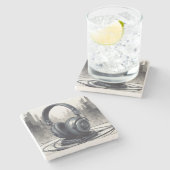 ヘッドフォンアートワーク音楽愛好家 ストーンコースター (横)