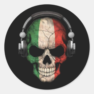 ヘッドフォンイタリアンを使用したカスタマイズ可能なDjスカル ラウンドシール