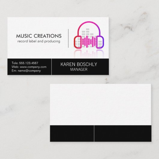 ヘッドフォンオーディオロゴデジタルアイコン 名刺 (正面/裏面)