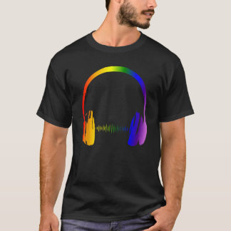 ヘッドフォンカラフルレインボーパーティーテクノラジオNig Tシャツ