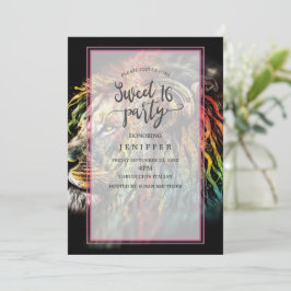 ヘッドフォンカラフル付きラスタライオン 招待状