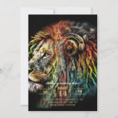 ヘッドフォンカラフル付きラスタライオン 招待状 (正面)