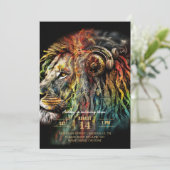 ヘッドフォンカラフル付きラスタライオン 招待状 (スタンド正面)