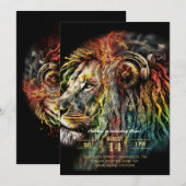 ヘッドフォンカラフル付きラスタライオン 招待状 (正面/裏面)