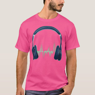ヘッドフォンサウンドウェーブディスクジョッキーEdmイヤホンDj Tシャツ