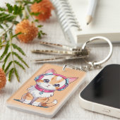 ヘッドフォンシックでかわいい猫 キーホルダー (正面右)