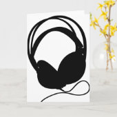 ヘッドフォンシルエットグリーティングカード カード (黄色い花)