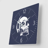 ヘッドフォンスカル スクエア壁時計 (傾斜)