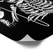 ヘッドフォンハートゴシック音楽ハロウィーンスケルトン ポスター (角)