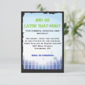 ヘッドフォンバーバルミツワーパーティー披露宴カード 招待状 (スタンド正面)